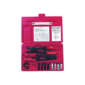 Retaining Ring Plier Set, 18 Pieces, Alloy Steel, Red Handle