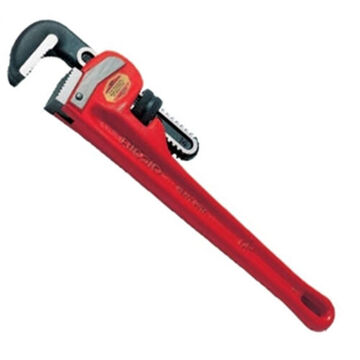 Straight Pipe Wrench, 1-1/2 in, 10 in oal, Serrated, Steel, I-Beam, Cast Iron
