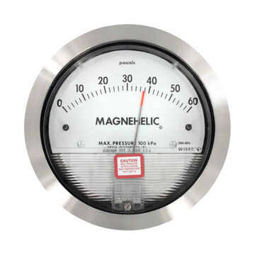 Low Differential Pressure Gauge, 4 in, 50 to 0 to 50 Pa, FNPT, +/-1%