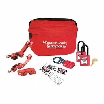 Electrical Portable Lockout Kit, Nylon Carrying Case, Thermoplastic Padlock Body, Red