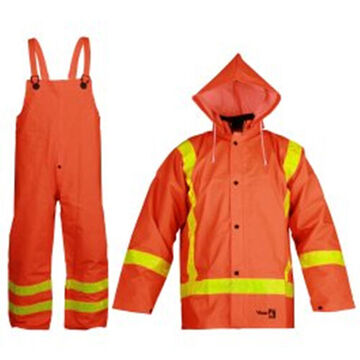Rainsuit Flame Resistant And Arc Flash Coat And Jacket Liners, Orange, Polyester, Pvc