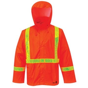 Flame, Chemical, Wind Resistant Rain Coat, Men, Orange, Polyurethane/polyester
