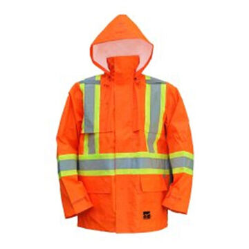 Rain Jacket, Men's, Orange, 150d Trilobal Ripstop Polyester/polyurethane