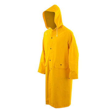 Manteau imperméable 3/4 longueur, orange, PVC, 54 à 56 po poitrine