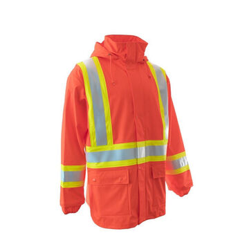 Manteau de pluie haute visibilité, XG, orange, polyuréthane, 46 à 48 po poitrine