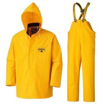 Costume imperméable robuste, jaune, polyester, PVC