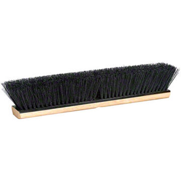 All Purpose Push Broom, 24 In Lg, Wood Bristle, Black
