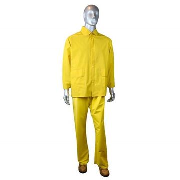 Costume de pluie économique, jaune, polyester/PVC