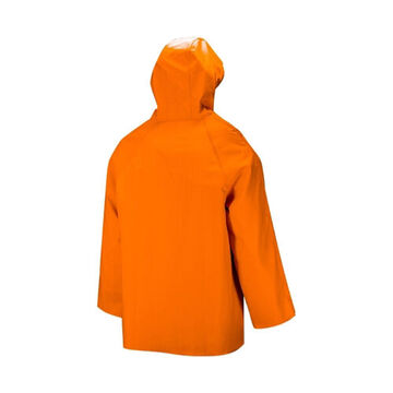 High Visibility, Hooded Rain Jacket, Xl, Orange, Polyester, Pvc