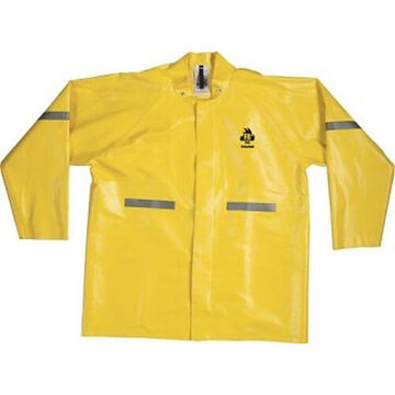 Reflective Strip Rain Jacket, M, Yellow, Neoprene Rubber Polyester