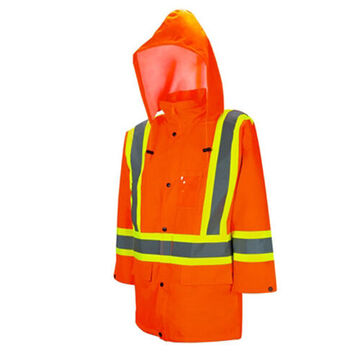 Manteau de pluie haute visibilité, trafic, P, orange, polyoxford avec revêtement polyuréthane