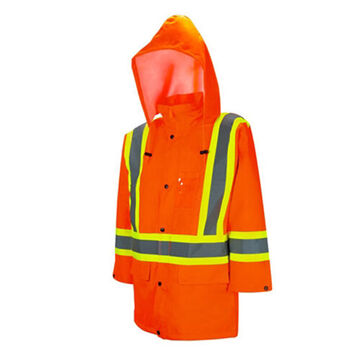 Manteau de pluie haute visibilité, trafic, M, orange, poly-oxford avec revêtement polyuréthane