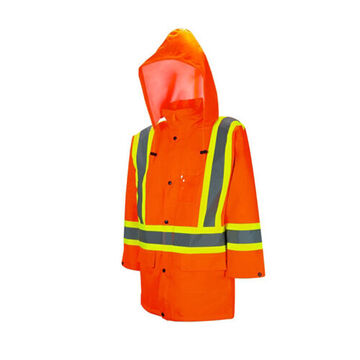 Manteau de pluie haute visibilité, trafic, G, orange, poly-oxford avec revêtement polyuréthane