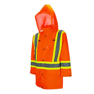 Traffic, Hi-vis Rain Jacket, 4xl, Orange, Poly-oxford With Polyurethane Coating