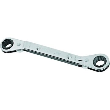 Offset Double Box Reversible Ratcheting Wrench, 7 X 8 Mm, Ratcheting, 6-3/4 In Lg, 4 Points, Forged Alloy Steel