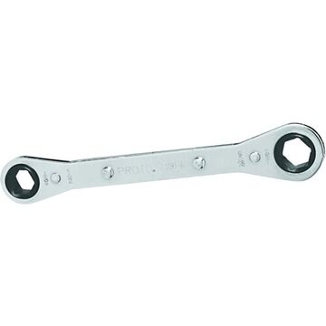 Double Box Ratcheting Wrench, 1/2 X 9/16 In, Ratcheting, 6-7/8 In Lg, 6 Points, Steel