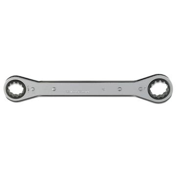 Double Box Ratcheting Wrench, 3/4 X 7/8 In, Spline, 9-1/4 In Lg, 12 Points, Steel