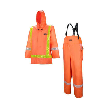 Costume de pluie ouragan 801, P, orange haute visibilité, PVC/polyester