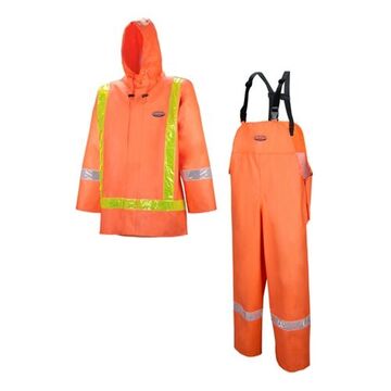 Costume de pluie ouragan 801, 5XG, orange haute visibilité, PVC/polyester