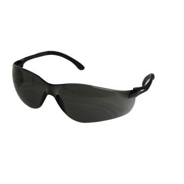 Ultra-Lightweight Safety Glasses, Scratch Resistant, Gray, Frameless, Wraparound, Black