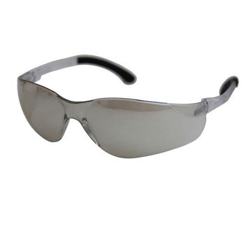 Ultra-Lightweight Safety Glasses, Scratch Resistant, I/O Clear Mirror, Frameless, Wraparound, Black