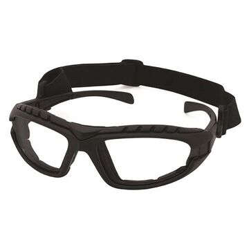 Safety Glasses, Anti-Fog/Hard Coat, Clear, Black