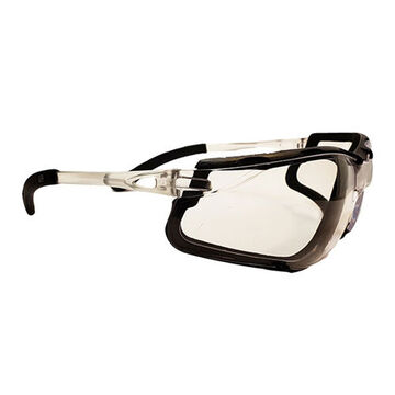 Safety Glasses, M, Anti-Fog, Scratch Resistant, Clear, Wraparound, Black
