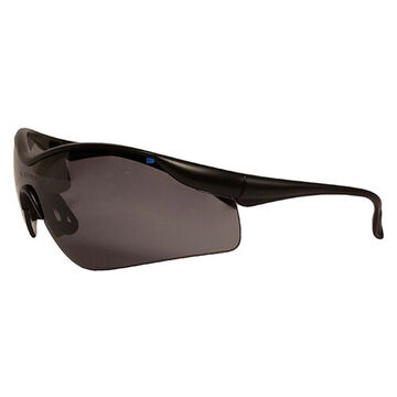 Safety Glasses, M, Anti-Fog, Scratch Resistant, Gray, Wraparound, Black