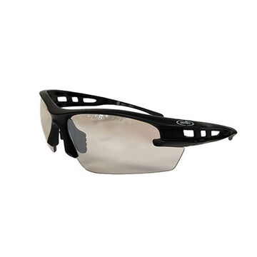 Safety Glasses, M, Scratch Resistant, Indoor/Outdoor, Wraparound, Black