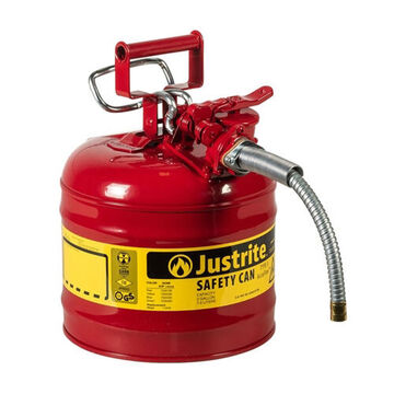 Safety Can, 2 gal, 9.5 in dia, 13.25 in ht, Steel, Red