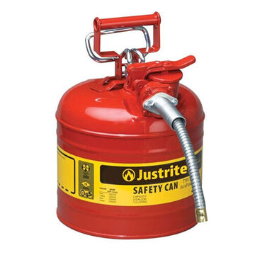 Safety Can, 2 gal, 9.5 in dia, 13.25 in ht, Steel, Red