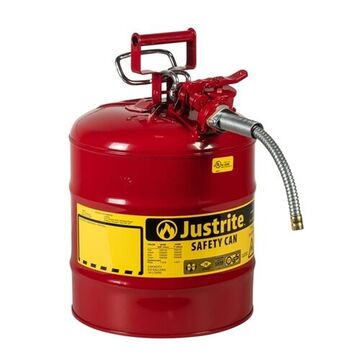 Safety Can, 5 gal, 11.75 in dia, 17.5 in ht, Steel, Red