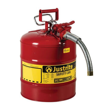 Safety Can, 5 gal, 11.75 in dia, 17.5 in ht, Steel, Red