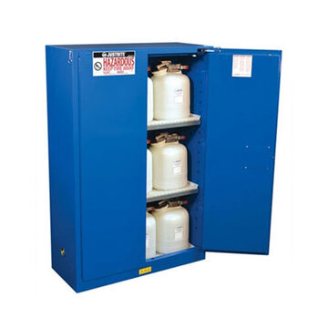 Hazardous Safety Cabinet, 18 in lg, 43 in Overall wd, 65 in ht, Steel, Blue