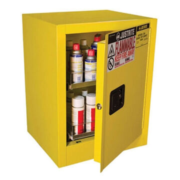 Flammable Safety Cabinet, 18 in lg, 21 in Overall wd, 27 in ht, Steel, Yellow