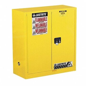 Flammable Safety Cabinet, 18 in lg, 43 in Overall wd, 44 in ht, Steel, Yellow