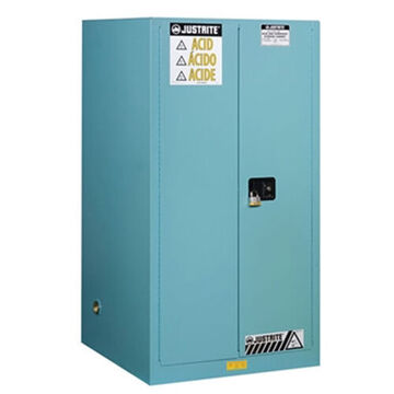 Corrosive Safety Cabinet, 34 in lg, 34 in Overall wd, 65 in ht, Steel, Blue