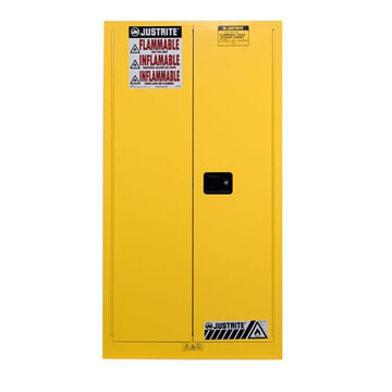 Armoire de sécurité inflammable, 38 pouce lg, 34 pouce hors tout, 65 pouce ht, acier, jaune