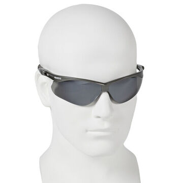 Safety Glasses, Universal, Uncoated, Smoke Mirror, Wraparound, Gunmetal