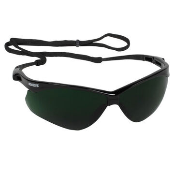 Safety Glasses, Universal, Uncoated, IRUV Shade 5, Wraparound, Black