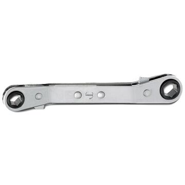 Offset Double Box Reversible Ratcheting Wrench, 1/4 x 5/16 in, Double Box End, 6 Points, 4-1/4 in lg, 25 deg