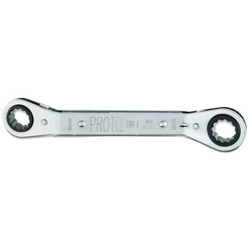 Offset Double Box Reversible Ratcheting Wrench, 5/8 x 11/16 in, Double Box End, 12 Points, 8 in lg, 25 deg