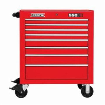 Heavy Duty Roller Cabinet, 8 Drawers, 34 in wd, 41 in ht, 25-1/4 in dp, Steel, Red