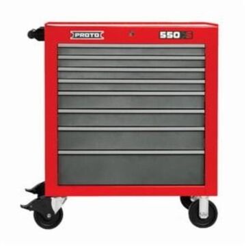 Heavy Duty Roller Cabinet, 8 Drawers, 34 in wd, 41 in ht, 25-1/4 in dp, Steel, Safety Red and Gray