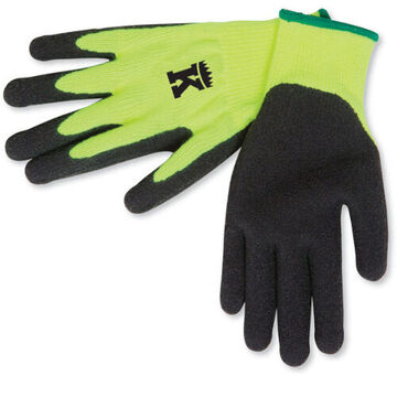 All Weather Safety Gloves, XL, Laytex Palm, Hi Visibility Lime, Polyester