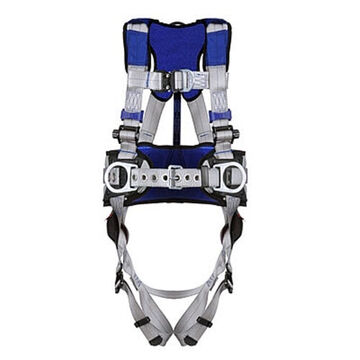 Positioning, Climbing, Construction Safety Harness, L, 310 lb, Gray, Polyester Strap