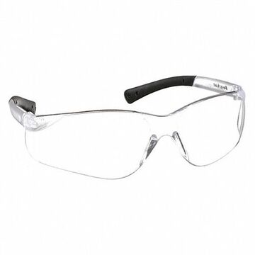 Strong lightweight Safety Glasses, M, Anti-Scratch, Clear, Wraparound with Side Protection, Black/Clear