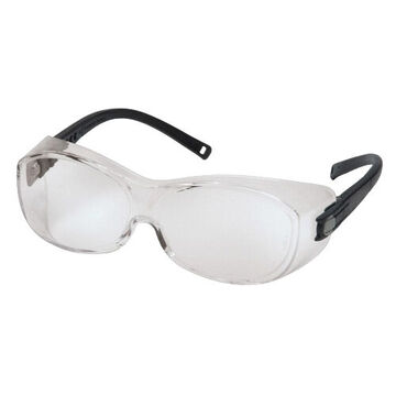 Safety Glasses, Scratch-Resistant, Clear, Frameless, Black