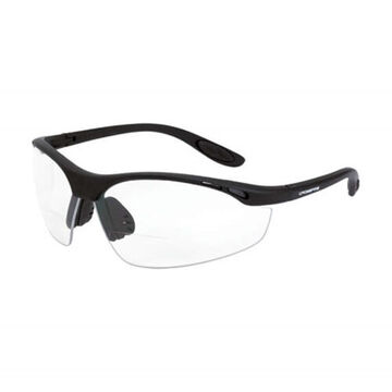 Sporty, Lightweight, Bifocal Safety Glasses, R, Clear, Half Framed, Matte Black