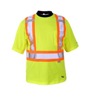 T-shirt de sécurité ultraviolet, M, vert haute visibilité, coton
